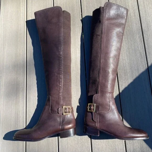 REDUCED Tory Burch Jack Landed Elastic & Leather Over The Knee Riding Boots 7 - Picture 2 of 12